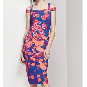 Chiara Boni NWT La Petite Robe Mariska Garden Print Dress In Royal Blue Garden